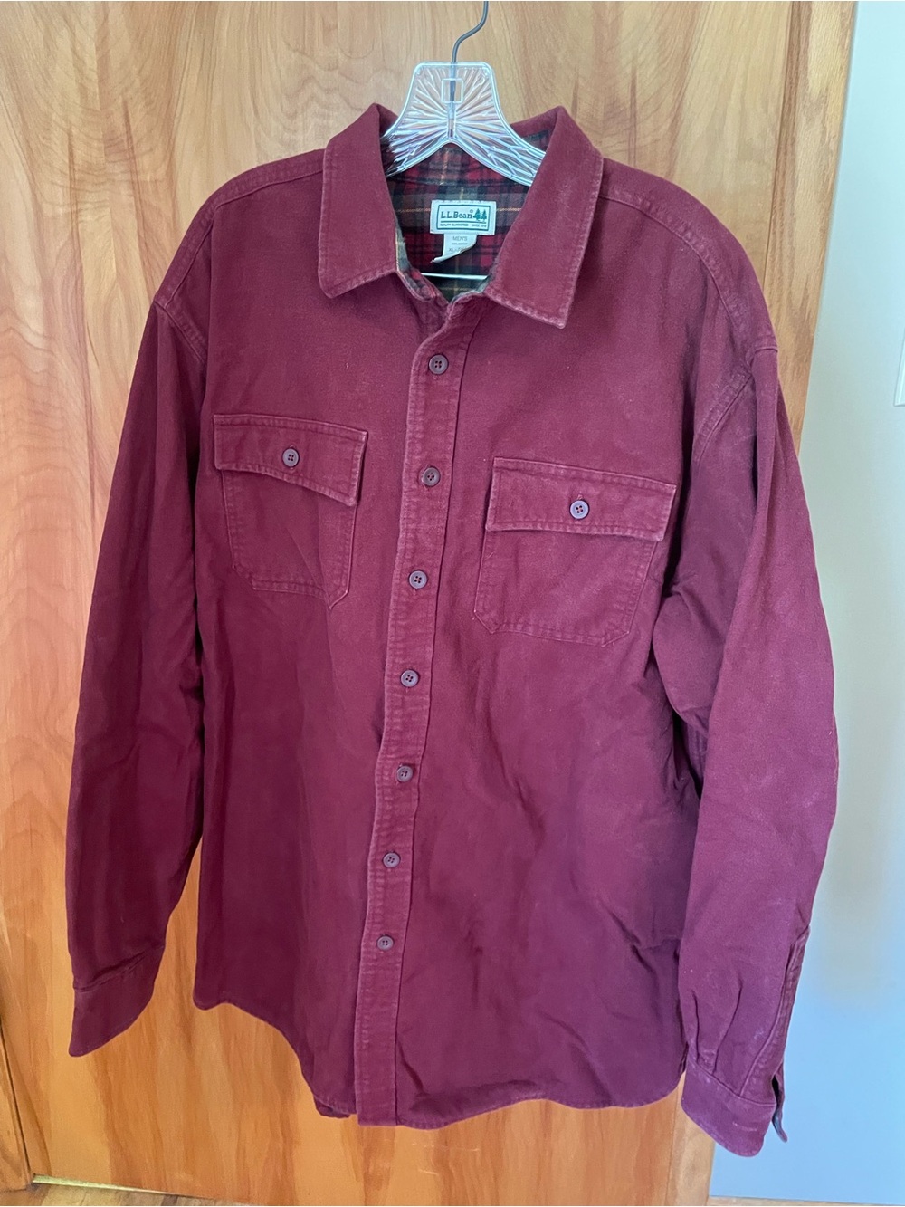 L.L. Bean Men's Wine Button-Up Shirt Jacket